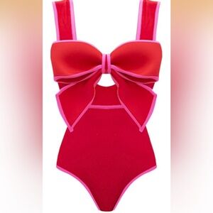 Red and Pink Bow Swimsuit